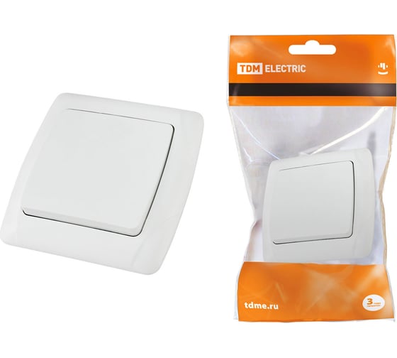 Изображение товара Одноклавишный выключатель TDM ELECTRIC 10А белый Онега SQ1805-0001