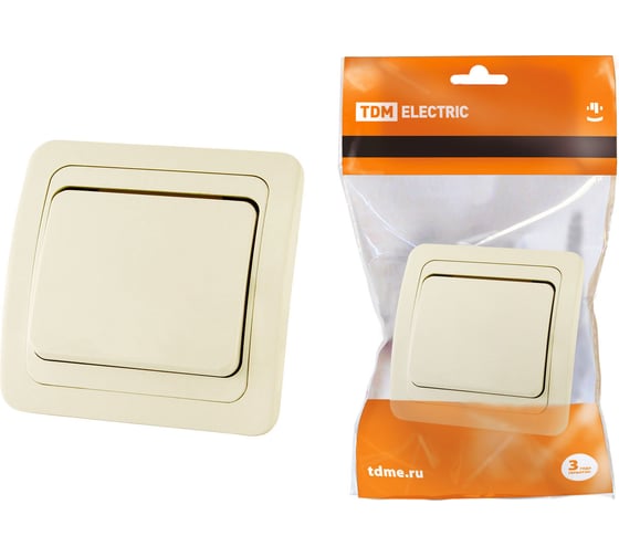Изображение товара Выключатель слоновая кость 1-клавишный TDM ELECTRIC 10А серия "Валдай" SQ1804-0101