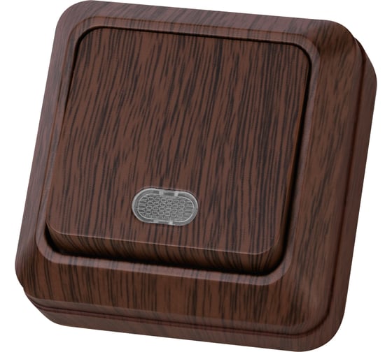 Изображение товара Одноклавишный выключатель TDM ELECTRIC открытой установки с подсветкой, бук Ладога SQ1801-0031