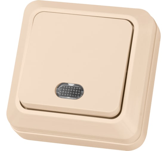 Изображение товара Одноклавишный выключатель TDM ELECTRIC открытой установки с подсветкой, слоновая кость Ладога SQ1801-0010