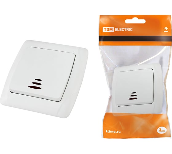 Изображение товара Одноклавишный выключатель TDM ELECTRIC с подсветкой, белый Онега SQ1805-0004