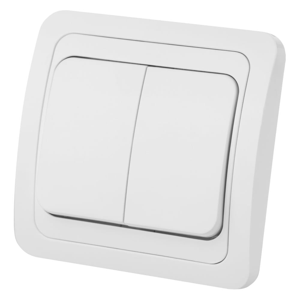 Изображение товара Двухклавишный выключатель Валдай SQ1804-0002 белый, IP20, встраиваемый