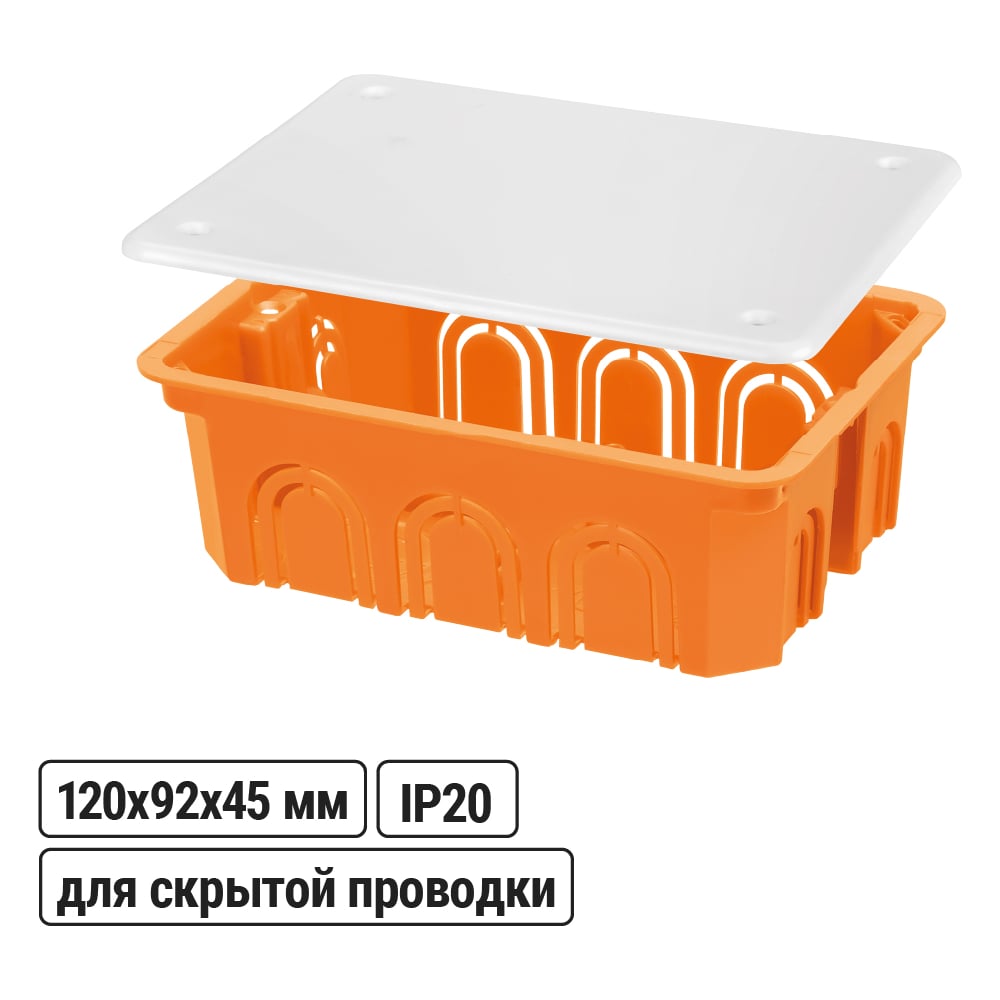 Изображение товара Коробка распределительная TDM ELECTRIC 120х92х45мм IP20 с крышкой для гипсокартона