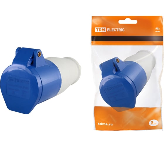 Изображение товара Переносная розетка 213 2Р+РЕ 16А 220В IP44 TDM ELECTRIC SQ0603-0010