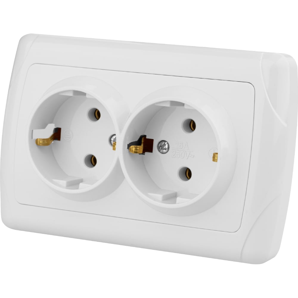 Изображение товара Двойная силовая розетка Онега IP20 16А белая TDM ELECTRIC SQ1805-0018