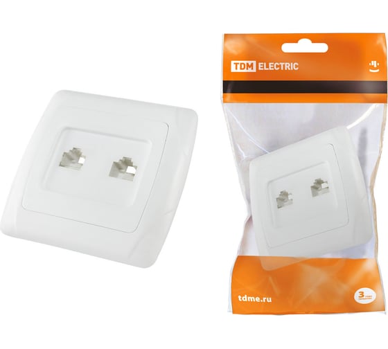 Изображение товара Розетка двойная телефонная белая RJ11 серия "Онега" TDM ELECTRIC SQ1805-0021