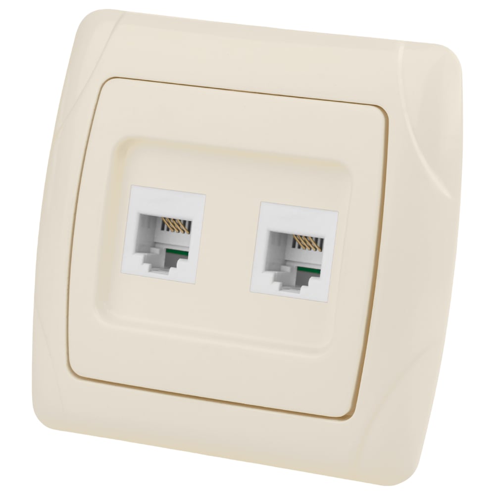 Изображение товара [Розетка] TDM ELECTRIC SQ1805-0050 Онега Телефонная двойная в слоновою кость