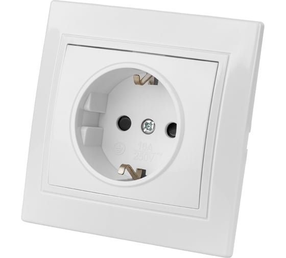 Изображение товара Розетка с защитными шторками, белая 2П+З 16А 250В TDM ELECTRIC Таймыр SQ1814-0016