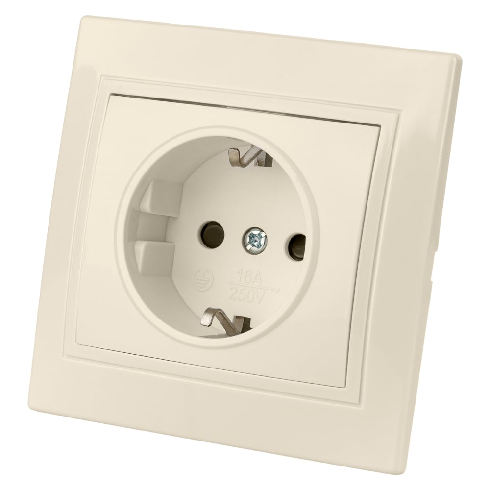 Изображение товара Розетка силовая с защитными шторками слоновая кость 16А 250В TDM ELECTRIC Таймыр SQ1814-0116
