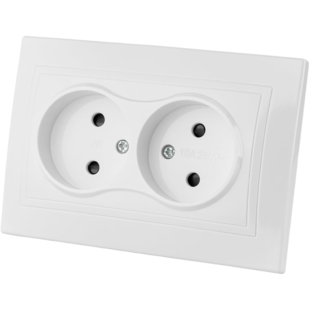 Изображение товара Двойная розетка с защитными шторками TDM ELECTRIC Таймыр белая 2П 10А 250В