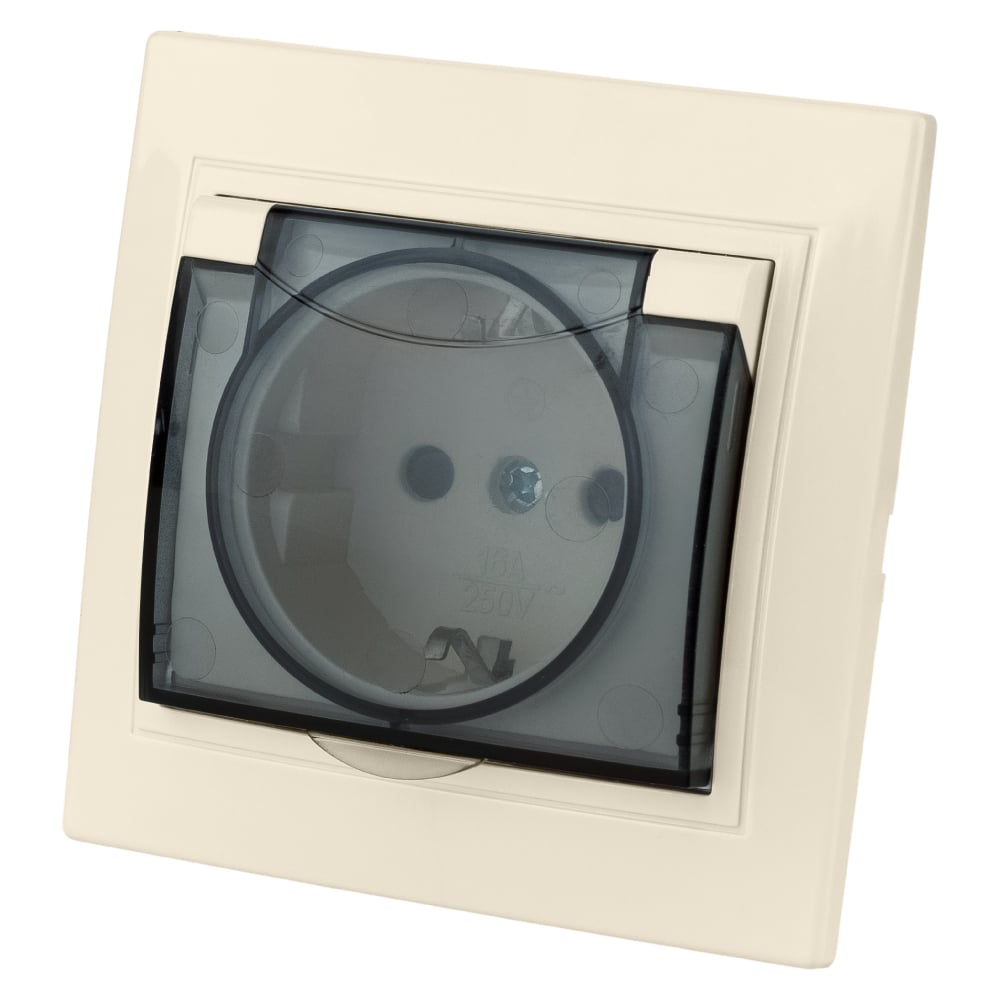 Изображение товара Розетка с защитными шторками и крышкой слоновая кость 16А IP42 TDM ELECTRIC Таймыр SQ1814-0119