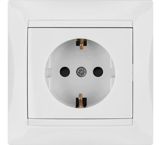 Изображение товара Розетка с защитной шторкой, белая 2П+З 16А 250В TDM ELECTRIC Лама SQ1815-0011