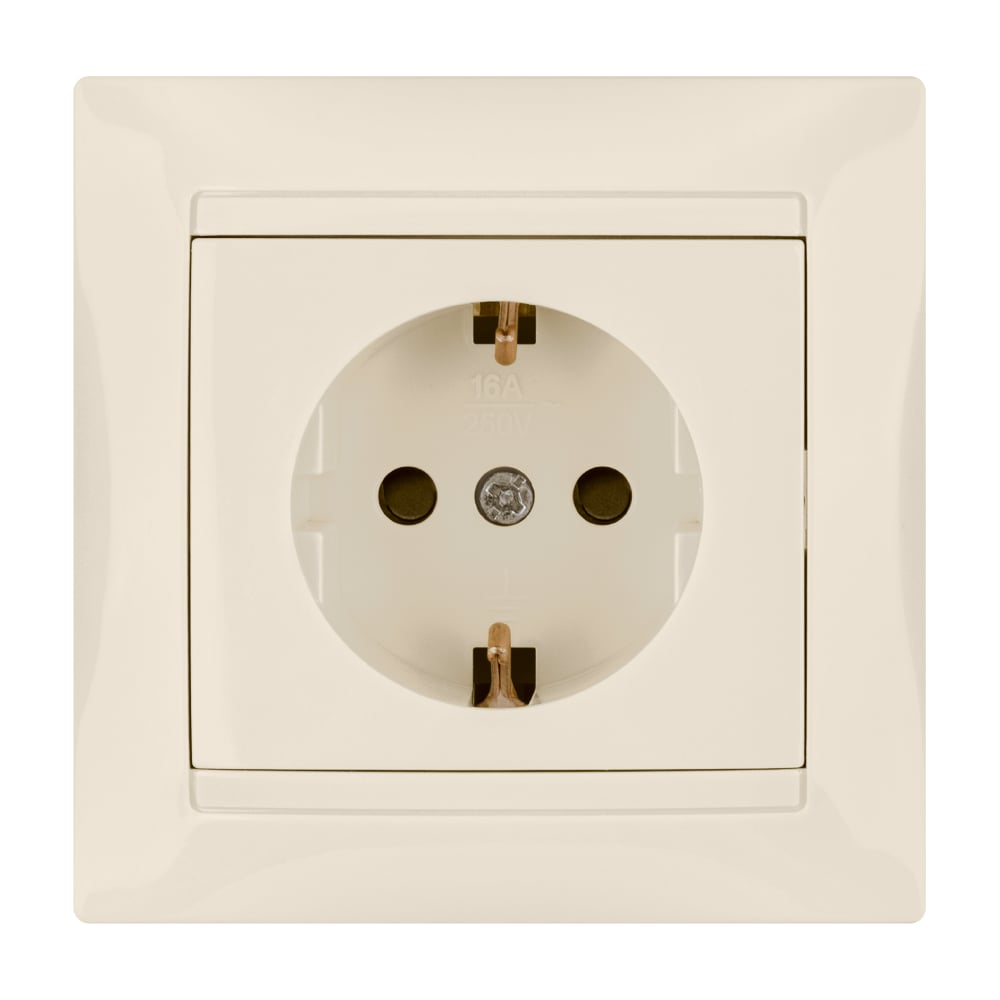 Розетка с защитной шторкой, слоновая кость 2П+З 16А 250В TDM ELECTRIC Лама SQ1815-0111