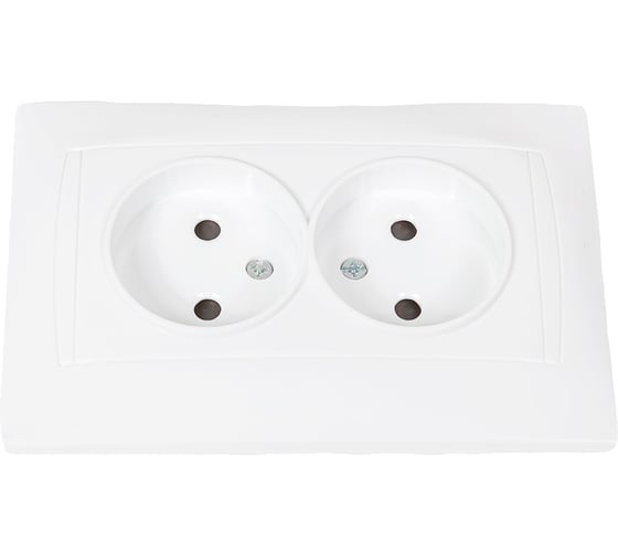 Изображение товара Двойная розетка с защитной шторкой, белая 2П 10А 250В TDM ELECTRIC Лама SQ1815-0012