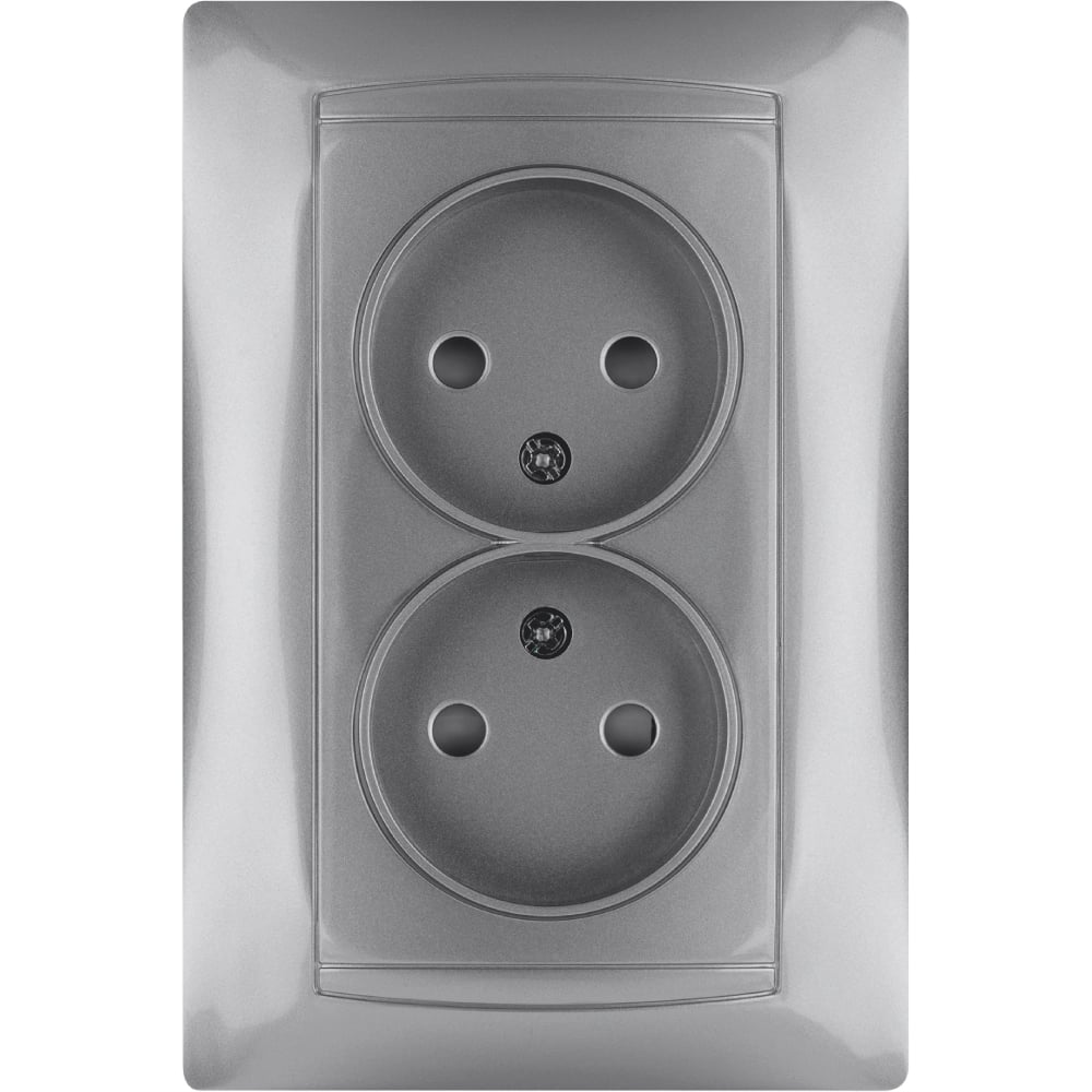 Изображение товара Розетка двойная с защитными шторками TDM ELECTRIC серебристый металлик