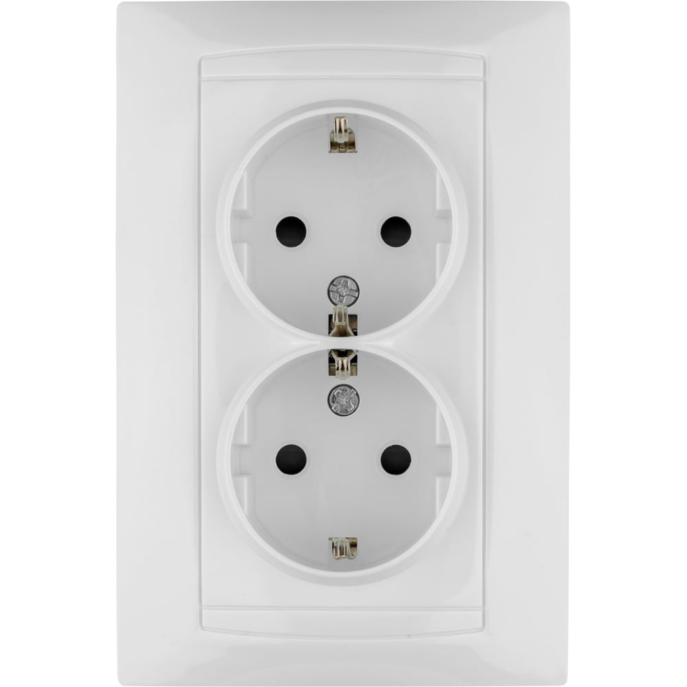 Изображение товара Двойная розетка с защитной шторкой, белая 2П+З 16А 250В TDM ELECTRIC Лама SQ1815-0013