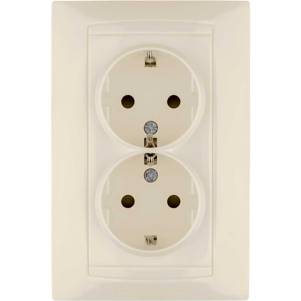Изображение товара Двойная розетка с защитной шторкой слоновая кость 16А 250В TDM ELECTRIC SQ1815-0113