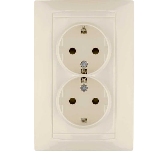 Изображение товара Двойная розетка с защитной шторкой, слоновая кость 2П+З 16А 250В TDM ELECTRIC Лама SQ1815-0113