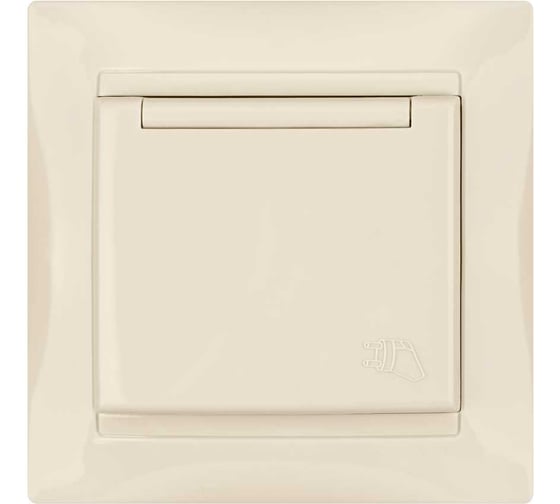 Изображение товара Розетка с защитными шторками и крышкой, слоновая кость 2П+З 16А 250В TDM ELECTRIC Лама SQ1815-0114