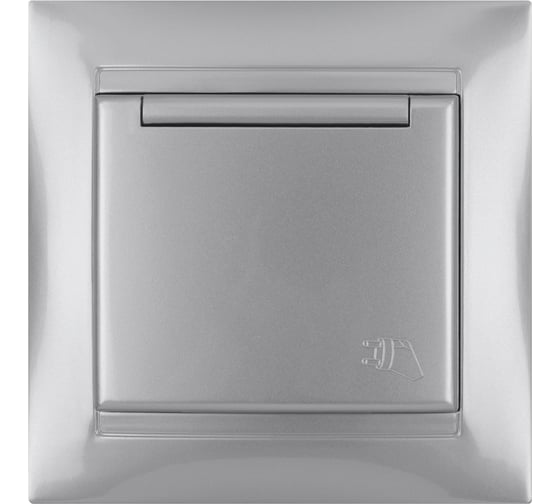 Изображение товара Розетка с защитной крышкой и шторками TDM ELECTRIC серебристый металлик, 2П+З 16А 250В IP44 серия "Лама" SQ1815-0214