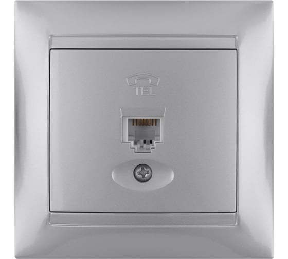 Изображение товара Розетка телефонная RJ11 TDM ELECTRIC серебристый металлик, серия "Лама" SQ1815-0215