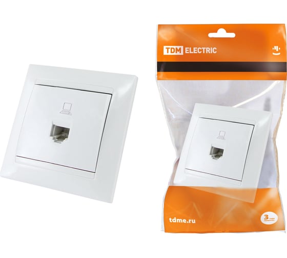 Изображение товара Компьютерная розетка, белая RJ45 TDM ELECTRIC Лама SQ1815-0016