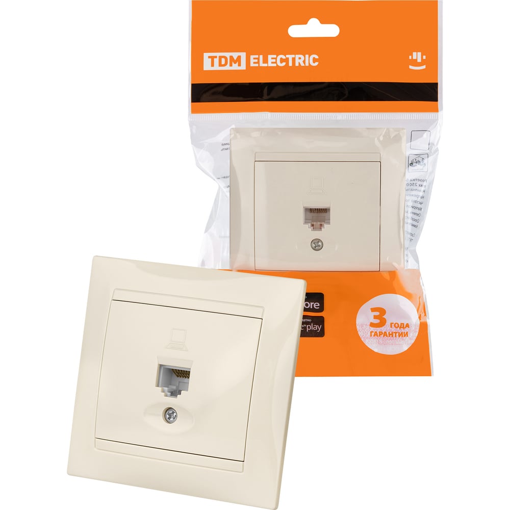 Изображение товара Компьютерная розетка RJ45 слоновая кость серия Лама TDM ELECTRIC SQ1815-0116