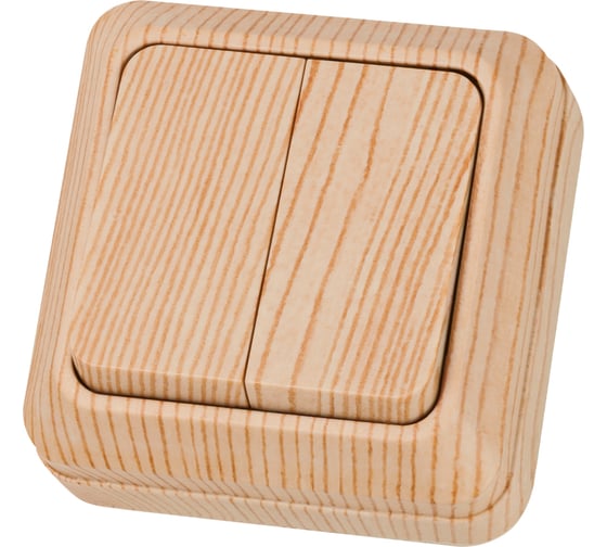 Изображение товара Двухклавишный выключатель TDM ELECTRIC открытой установки, IP20 10А сосна Ладога SQ1801-0044