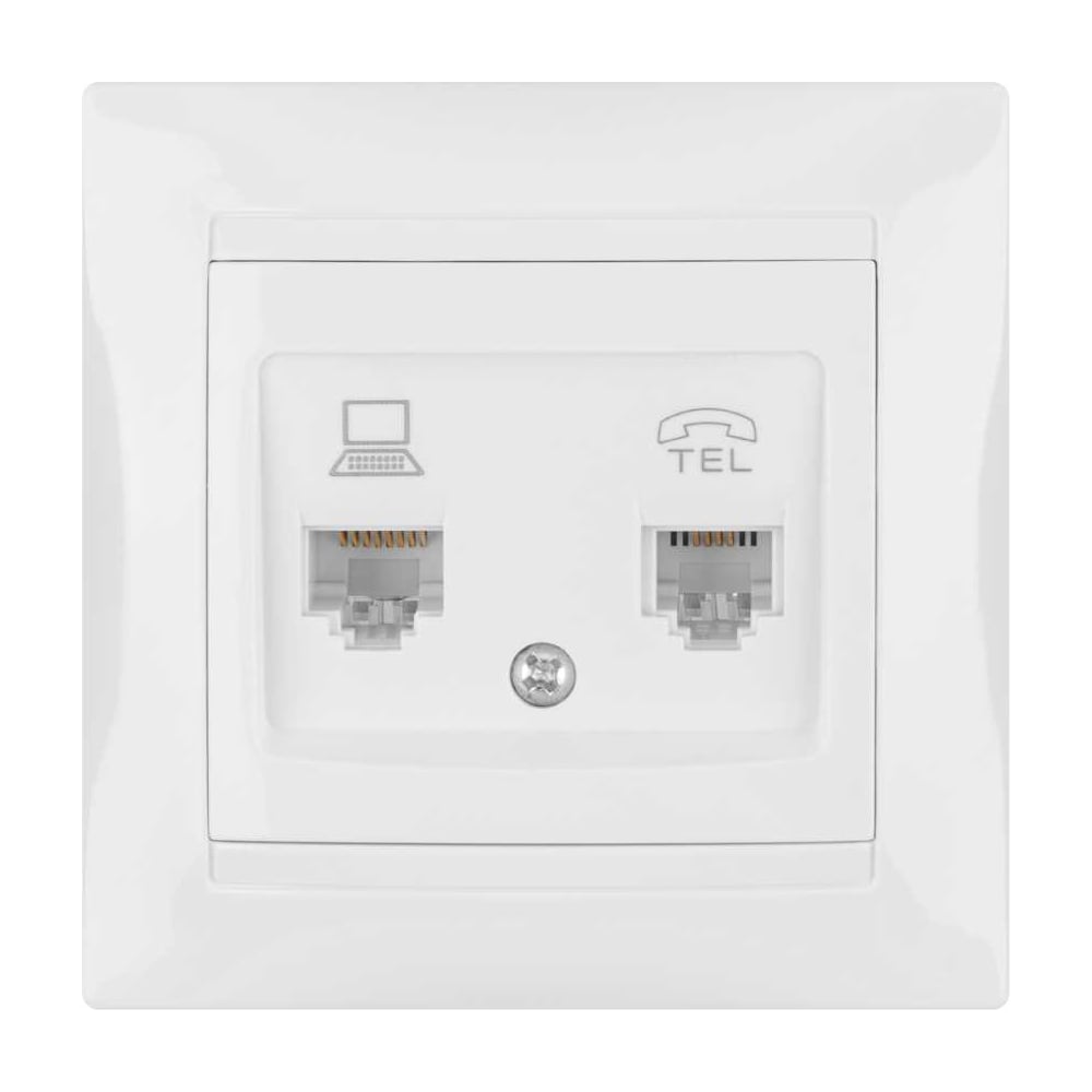 Изображение товара Розетка телефонная RJ11 + компьютерная RJ45 белая TDM ELECTRIC Лама SQ1815-0019