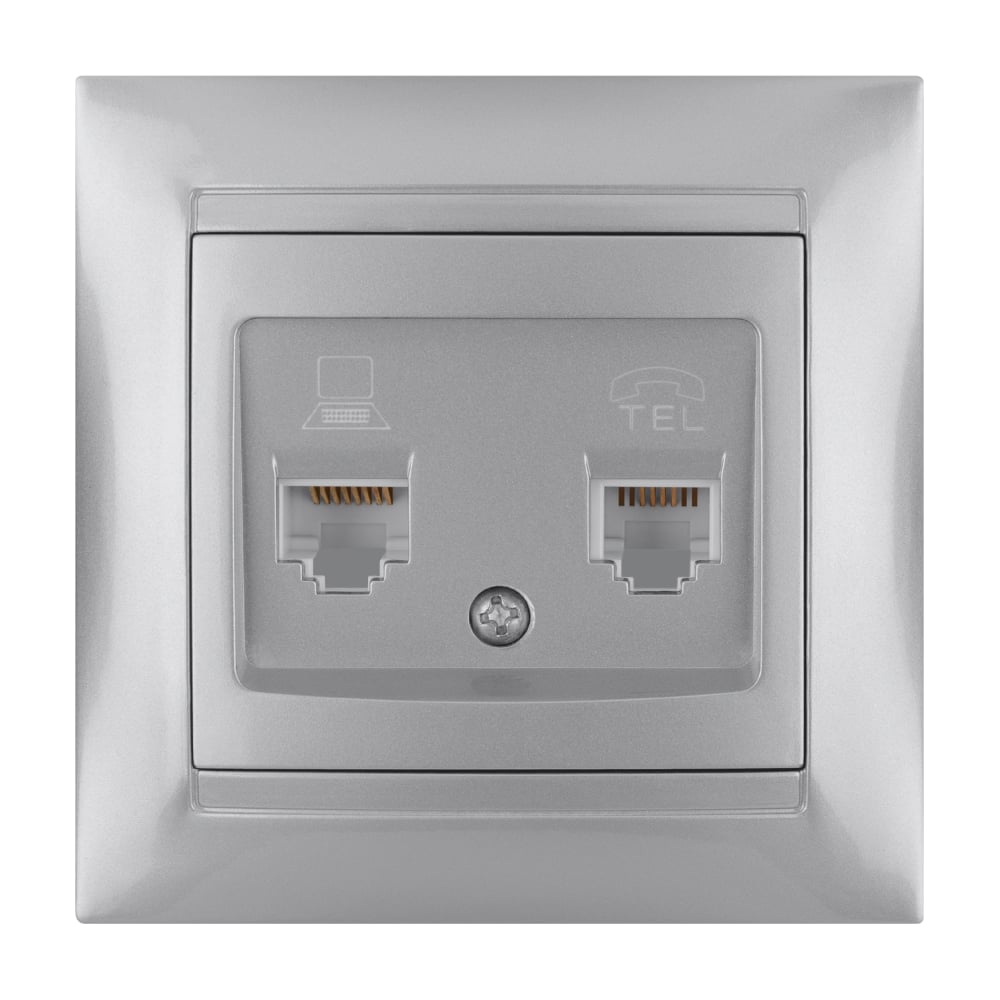 Изображение товара Розетка телефонная RJ11 и компьютерная RJ45 TDM ELECTRIC Лама SQ1815-0219