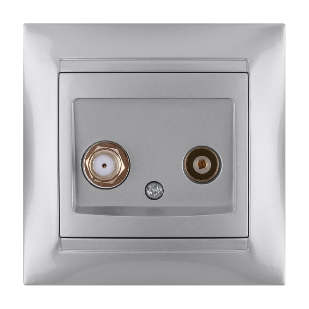 Изображение товара Розетка TV мама + SAT F-разъем серебристый металлик TDM ELECTRIC