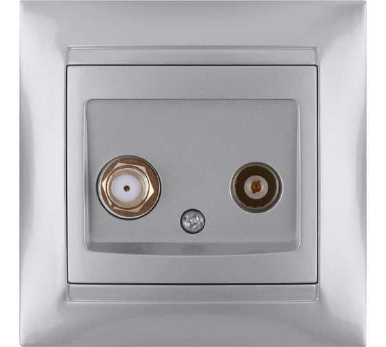 Изображение товара Розетка TV ("мама") + SAT (F-разъем) 0-2400МГц TDM ELECTRIC серебристый металлик, серия "Лама" SQ1815-0220