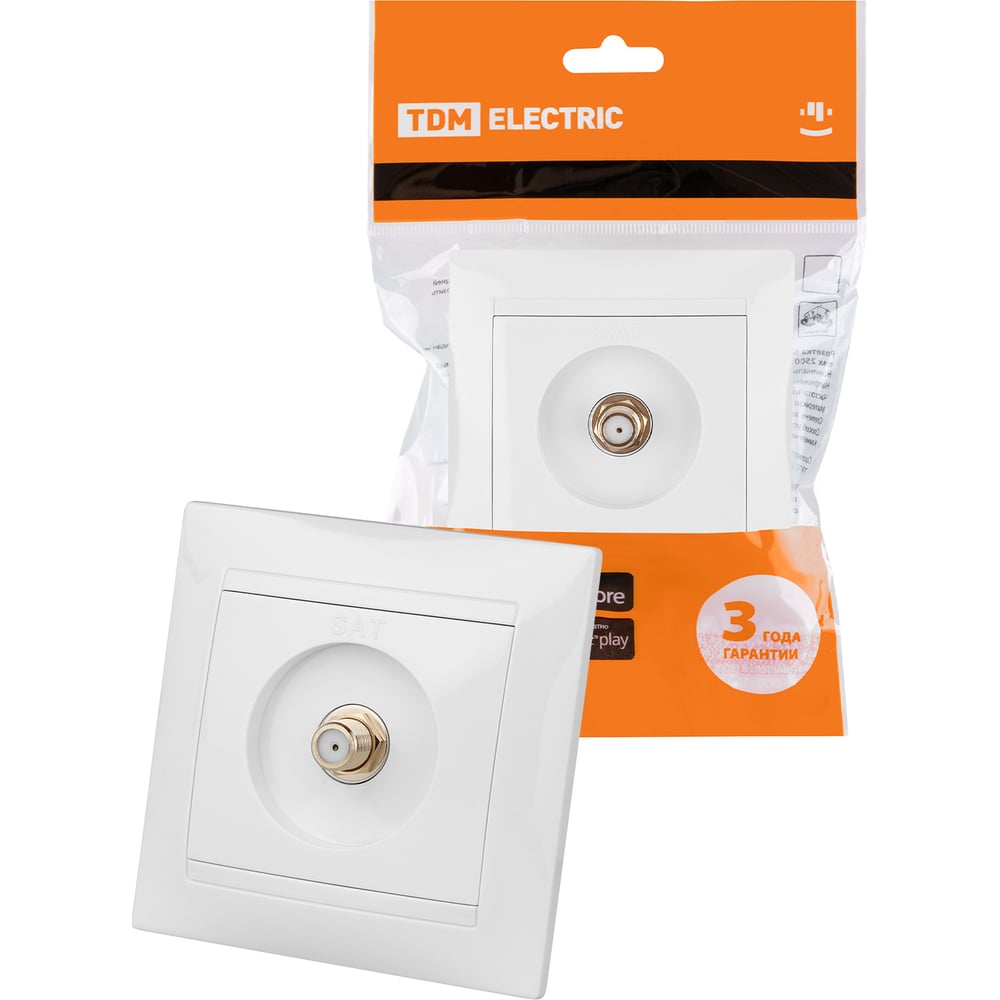 Изображение товара Розетка телевизионная SAT F-разъем белая TDM ELECTRIC SQ1815-0021