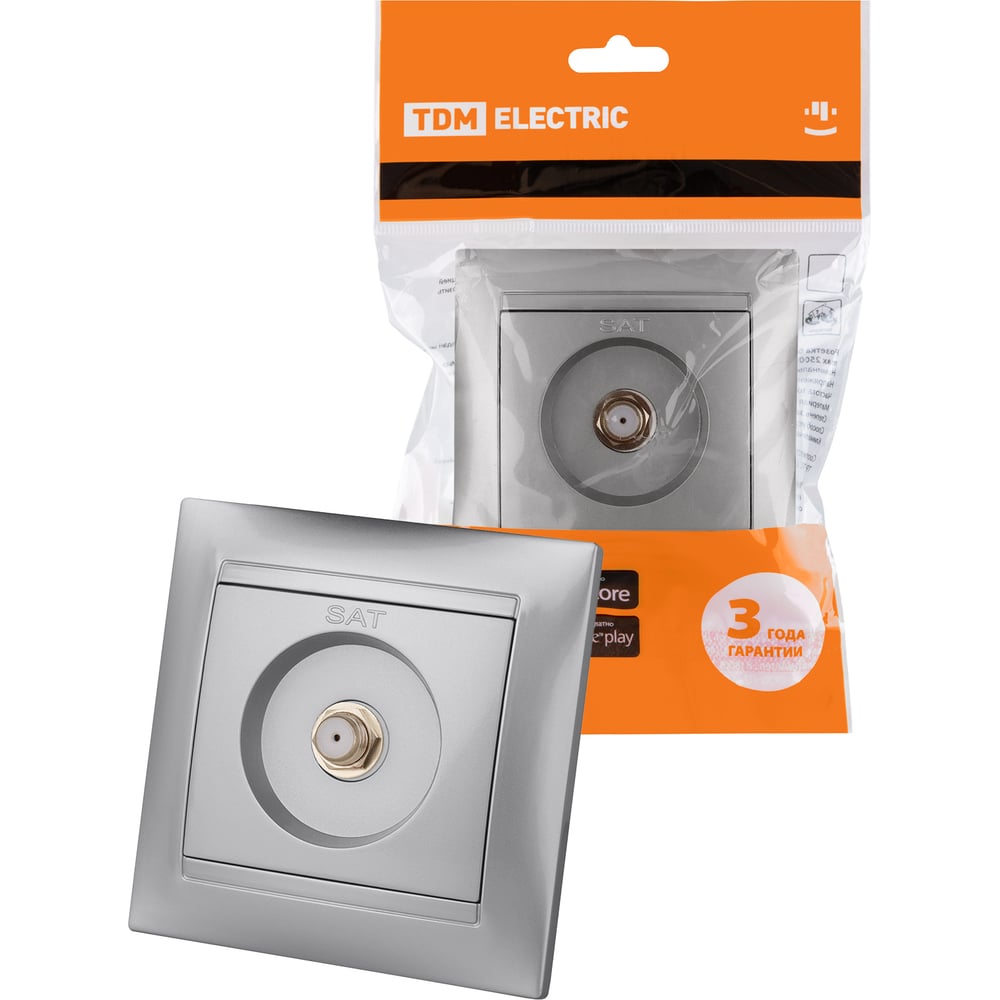 Изображение товара Розетка SAT F-разъем, серебристый металлик 0-2400МГц TDM ELECTRIC Лама SQ1815-0221