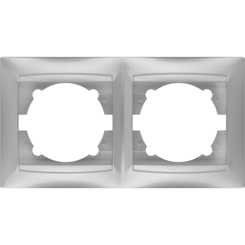 Изображение товара Двухпостовая горизонтальная рамка серебристый металлик TDM ELECTRIC Лама SQ1815-0230