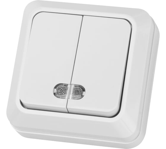 Изображение товара Выключатель TDM ELECTRIC 2-кл. открытой установки с подсветкой IP20 10А, белый серия "Ладога" SQ1801-0007