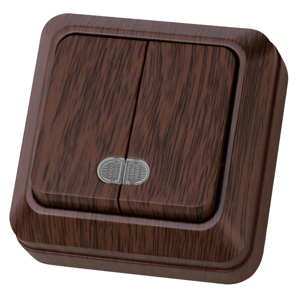 Изображение товара Выключатель TDM ELECTRIC 2-кл. с подсветкой IP20 10А бук