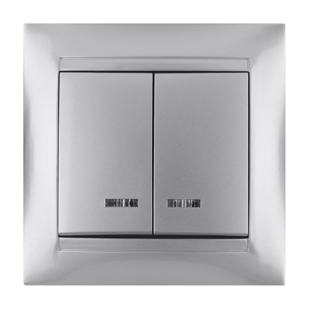 Изображение товара Двухклавишный выключатель TDM ELECTRIC с подсветкой серия Лама SQ1815-0205