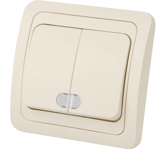 Изображение товара Выключатель слоновая кость 2-клавишный с подсветкой TDM ELECTRIC 10А серия "Валдай" SQ1804-0106