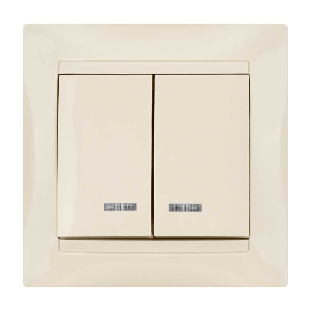 Изображение товара Двухклавишный выключатель TDM с подсветкой слоновая кость