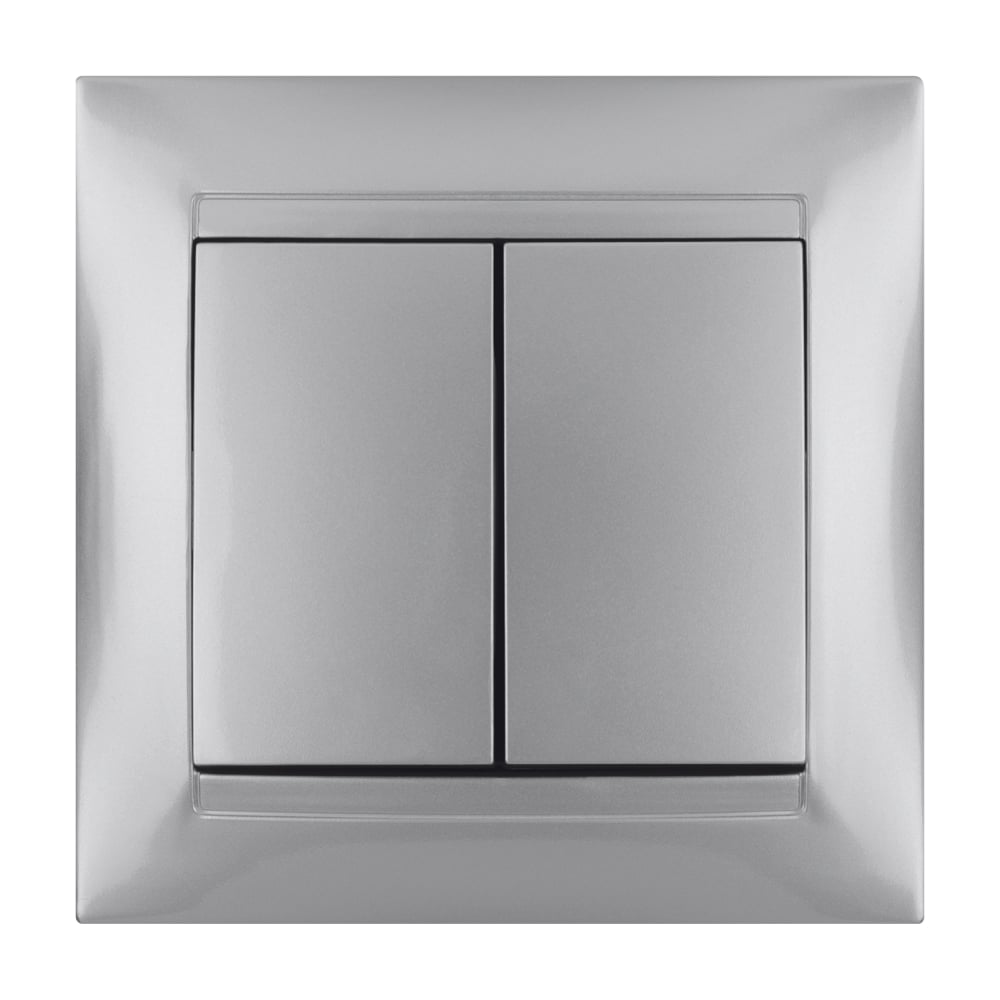 Двухклавишный выключатель TDM ELECTRIC серебристый металлик Лама SQ1815-0202