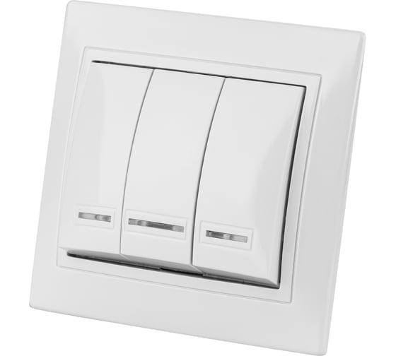 Изображение товара Трехклавишный выключатель TDM ELECTRIC с подсветкой, белый Таймыр SQ1814-0006