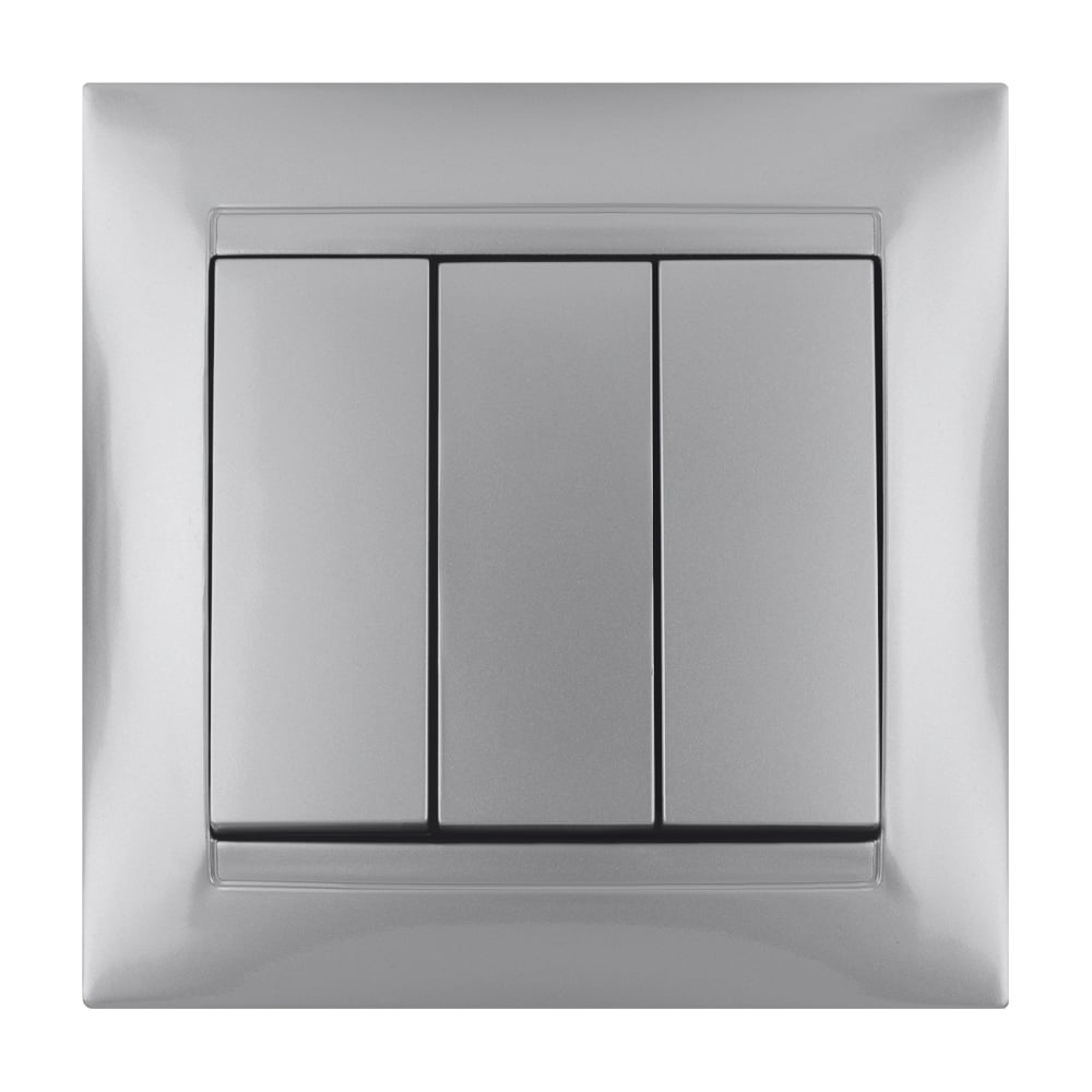 Изображение товара Выключатель трехклавишный TDM ELECTRIC SQ1815-0203 серебристый металлик