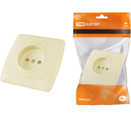 Изображение товара Розетка 10А 250В с защитными шторками слоновая кость "Онега" TDM ELECTRIC SQ1805-0039