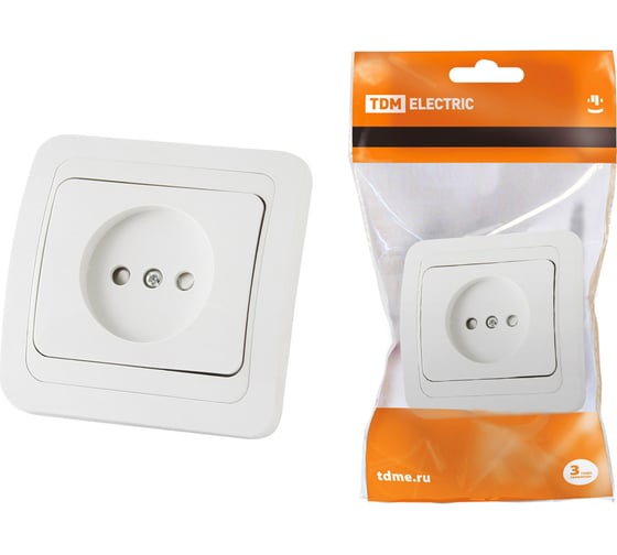 Изображение товара Розетка c защитными шторками, белая 2П 10А TDM ELECTRIC Валдай SQ1804-0023