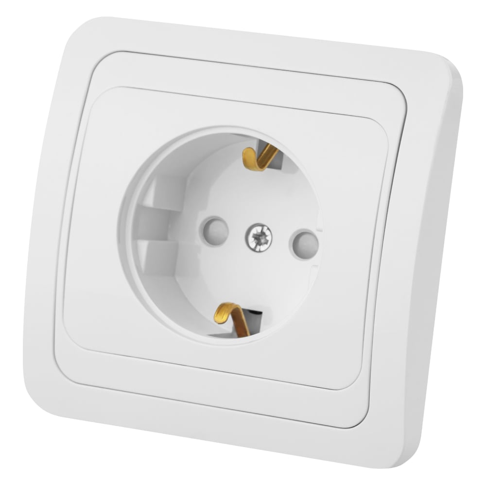 Изображение товара Розетка c защитными шторками, белая 2П+З 16А TDM ELECTRIC Валдай SQ1804-0028