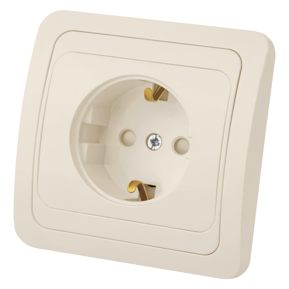 Изображение товара Розетка с защитными шторками Валдаи SQ1804-0124 слоновая кость 16А IP20