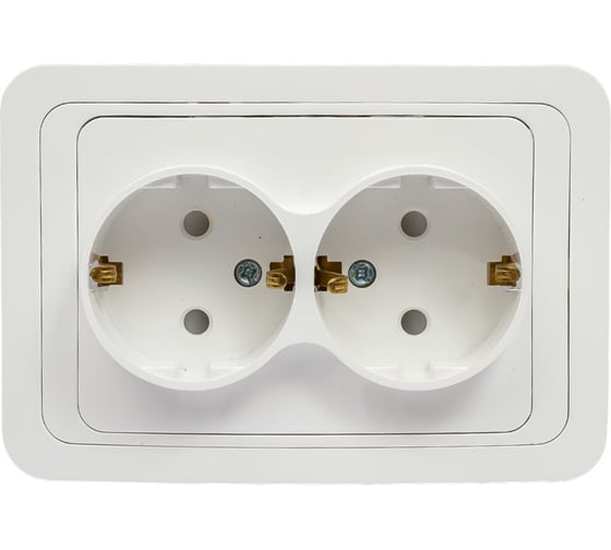 Изображение товара Двойная розетка c защитными шторками, белая 2П+З 16А TDM ELECTRIC Валдай SQ1804-0030