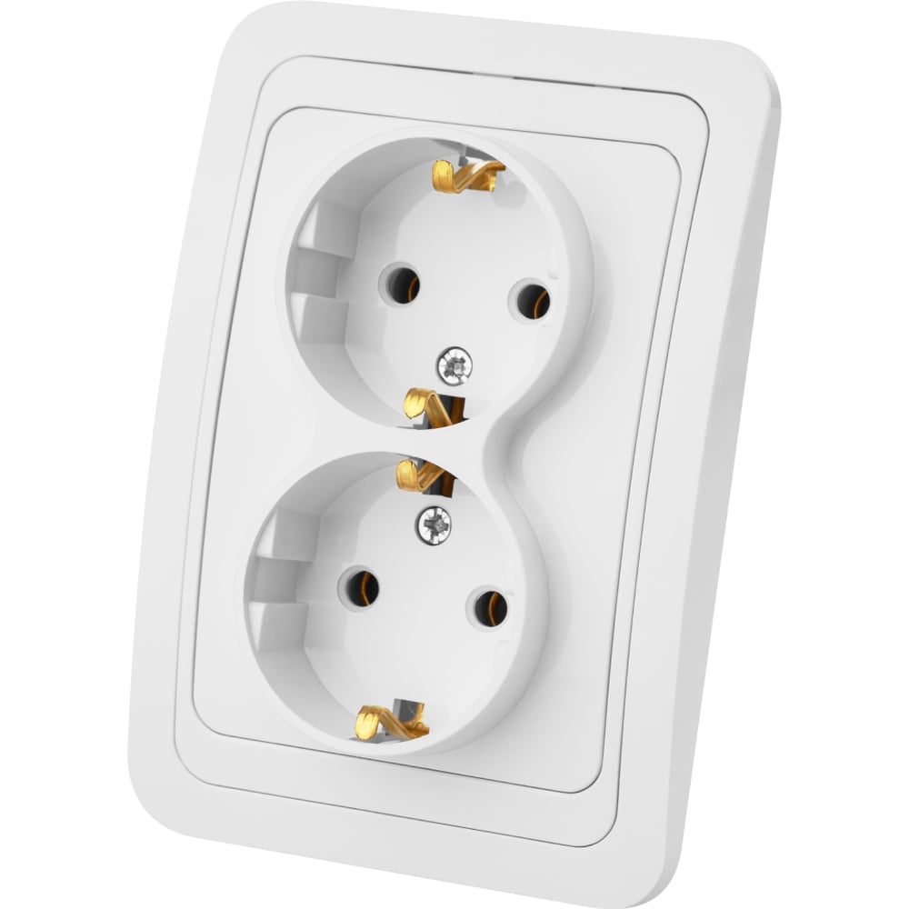 Изображение товара Двойная розетка белая 2П+З 16А TDM ELECTRIC Валдай SQ1804-0010