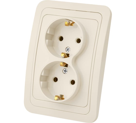 Изображение товара Розетка двойная слоновая кость с заземлением 16А серия "Валдай" TDM ELECTRIC SQ1804-0110
